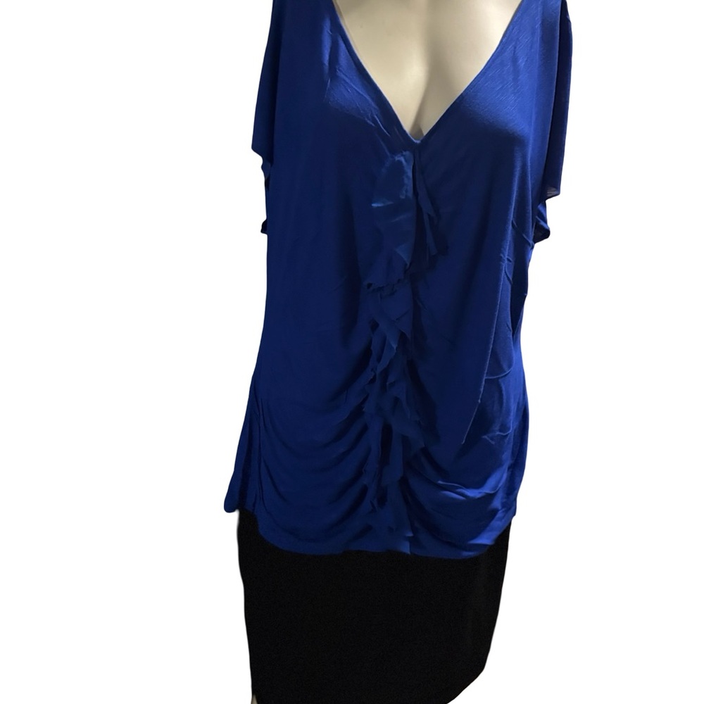 RAFFAELLO ROSSI Royal Blue Ruffle Blouse - Picture 7 of 14